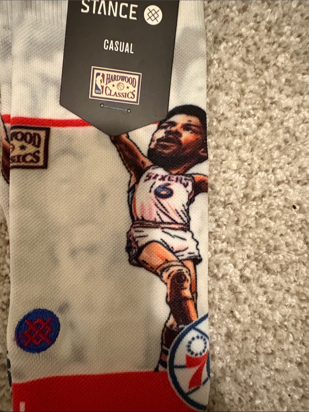 Stance 76ers Dr. J Graphic Crew Socks - size L, casual fit - Picture 3 of 6